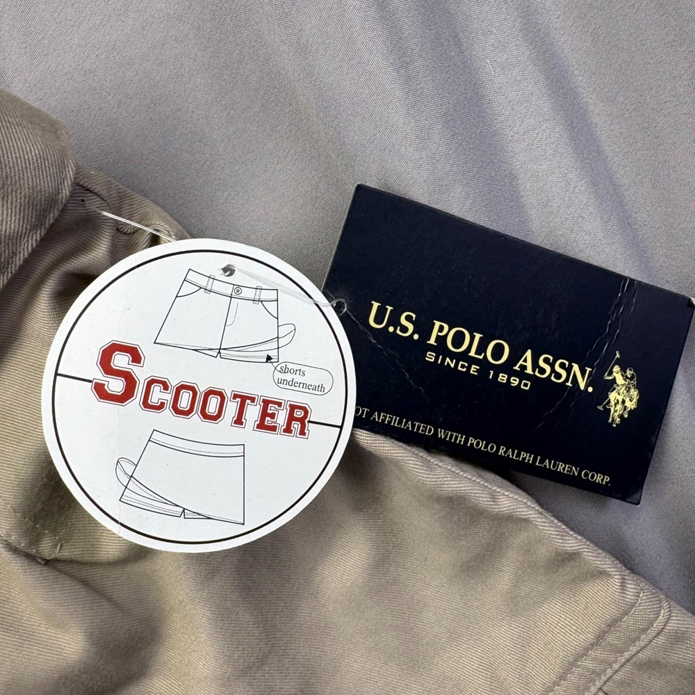 US Polo Assn Girls Khaki Pleated Scooter Skirt Skort Floral Belt Size 14 NWT - Picture 3 of 8